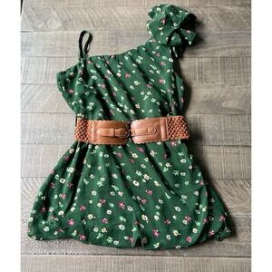 Mine Girls Green floral one should dress‎ with belt size small